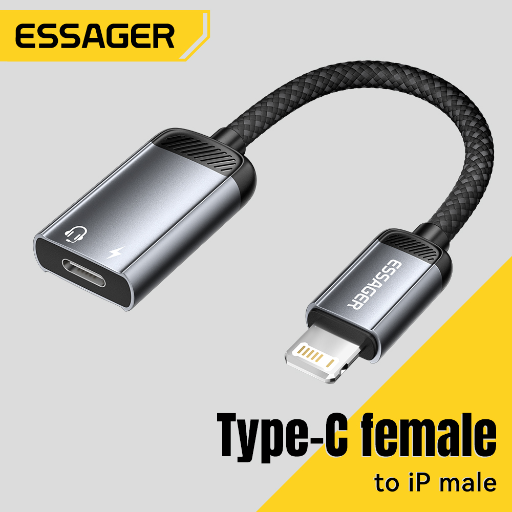 Wired Earphone Lightning - Essager – câble adaptateur Audio type-c