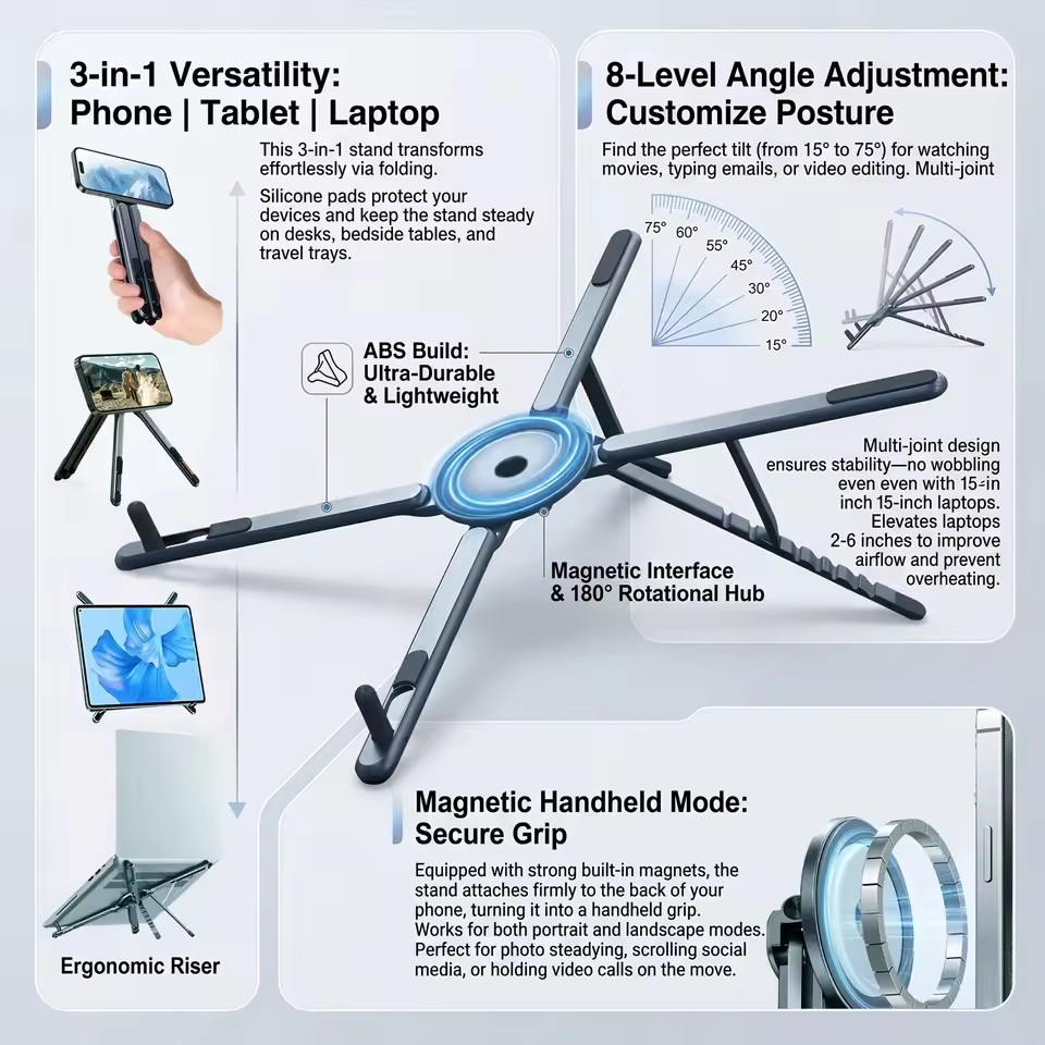 Laptop Tablet Accessories - Support de téléphone magnétique portable et