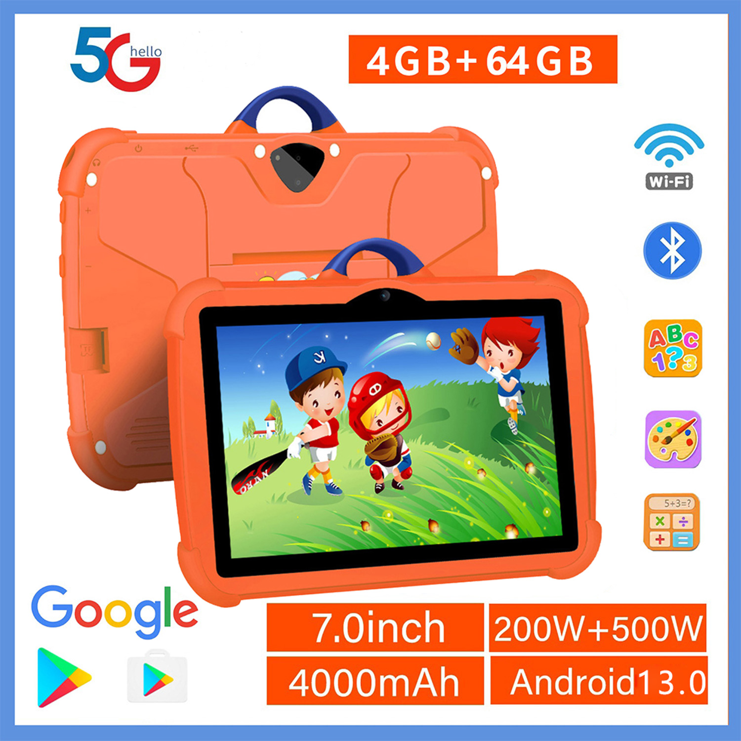 Kids Tablet With Accessories - Nouveau 5G WiFi 7 pouces Google