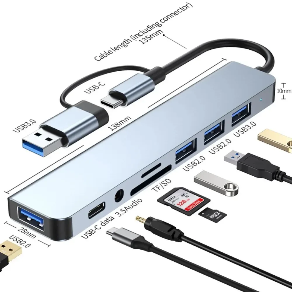 Usb Hub Type C - Hub USB-C 8 en 2 avec