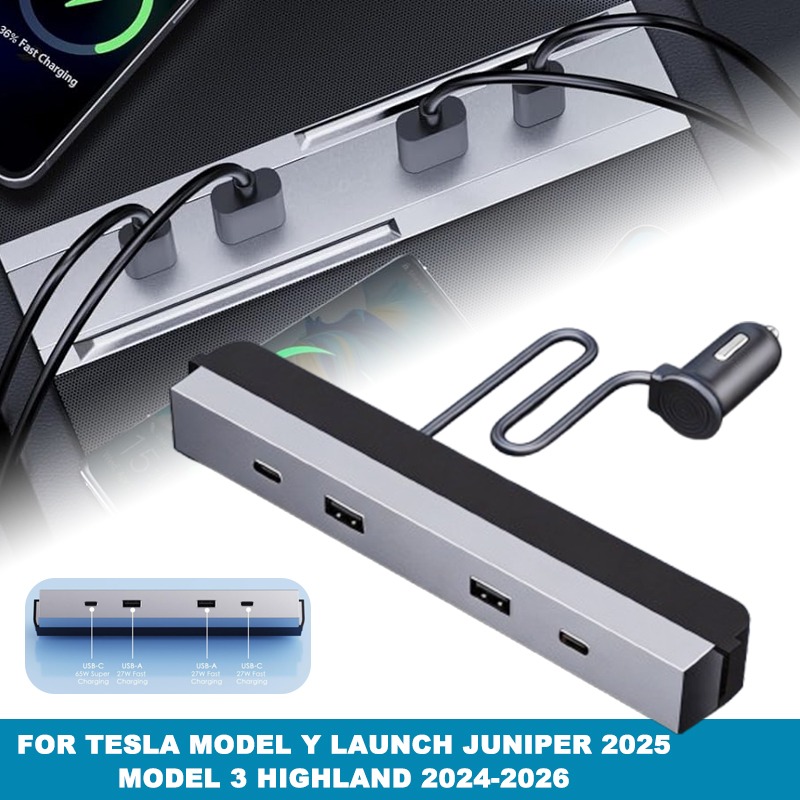 Usb Hub Type C - Adaptateur de console centrale pour voiture,