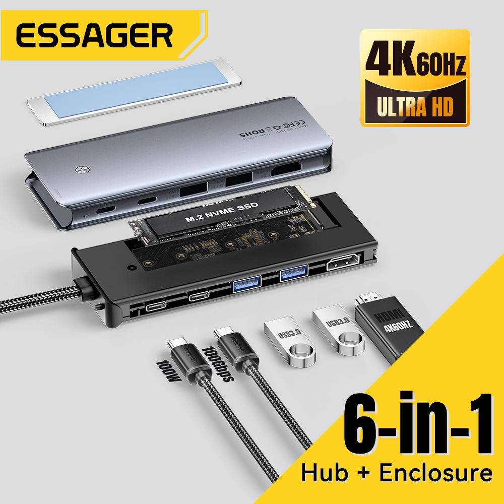 Usb Hub Type C - Essager USB C Hub avec boîtier
