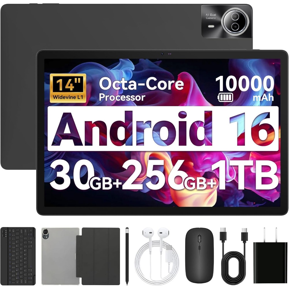 Ram Tablet Accessories - Tablette Android 14 pouces, 30 Go