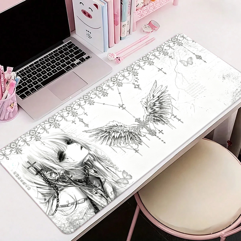 Tablet With All Accessories - Tapis de souris en cuir noir