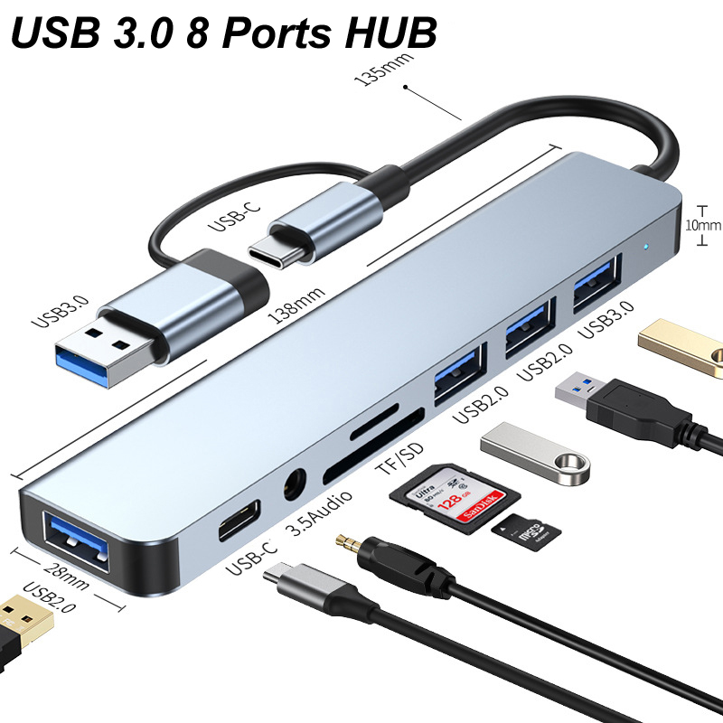 Hub USB Type-C 3.0 8-en-1 avec - Usb Hub Type C avis et prix