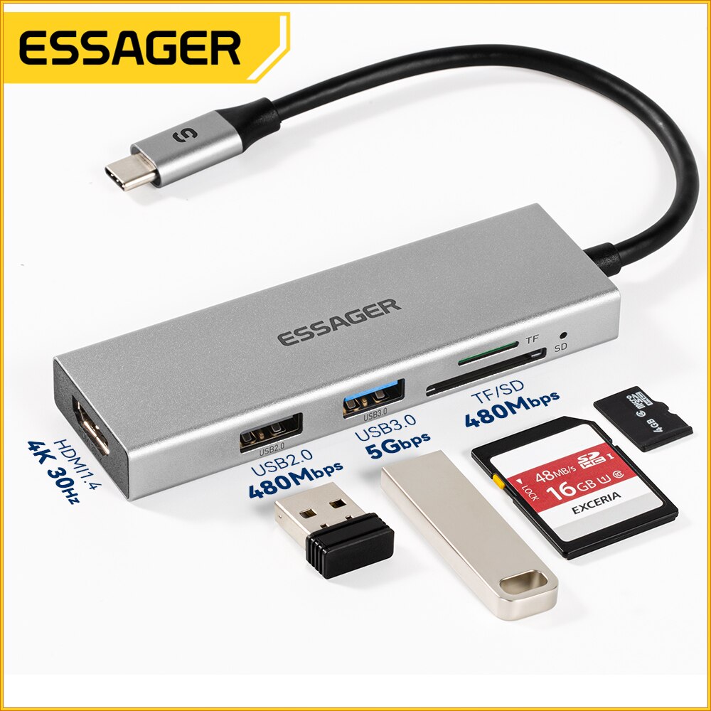 Essager 5 en 1 USB C HUB HDMI- - Usb Hub Type C avis et prix