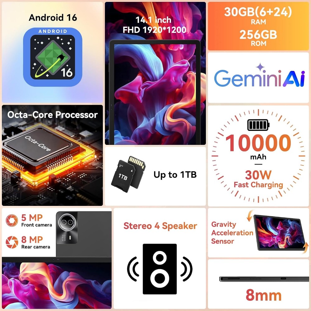 Tablette Android 14 pouces, 30 - Ram Tablet Accessories avis et prix