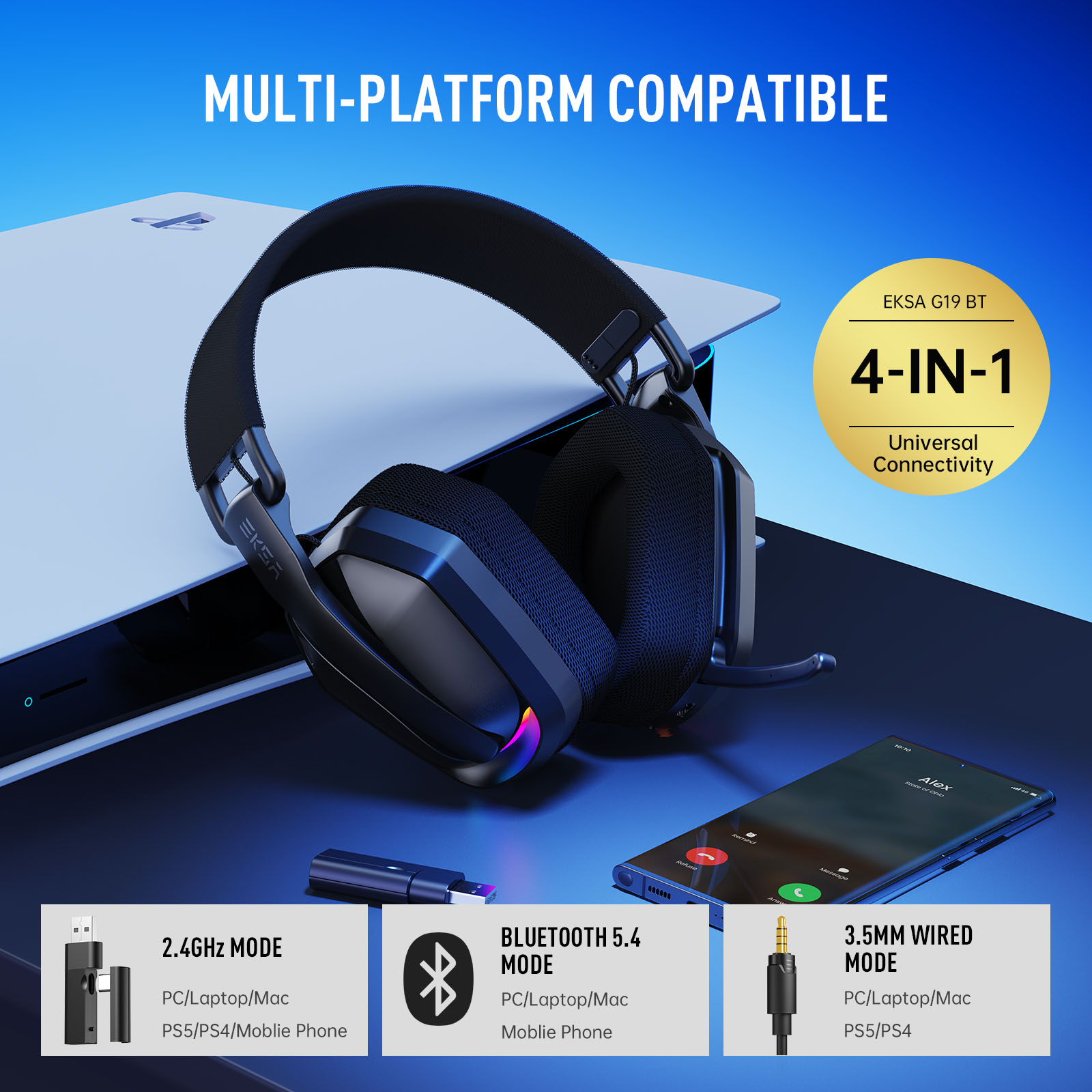EKSA G19BT 2.4 GHz casque de j - Wired Earphone Lightning avis et prix